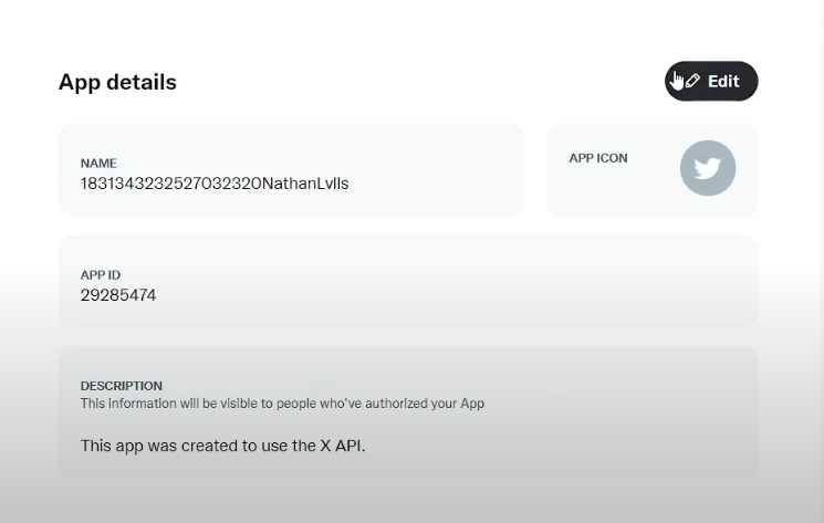 app details twitter dev