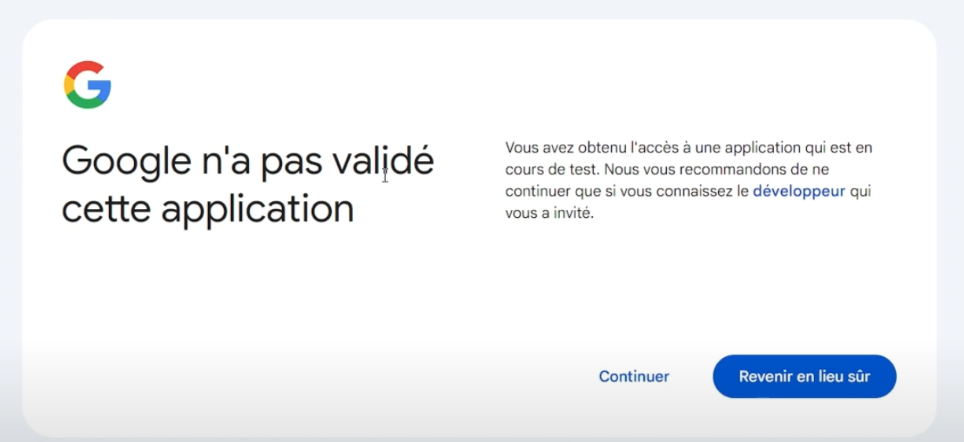 Etape de connexion de gmail à Make