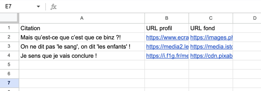 Exemples de Google Sheets