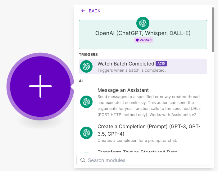Modules open ai pour automatiser chat GPT sur Make