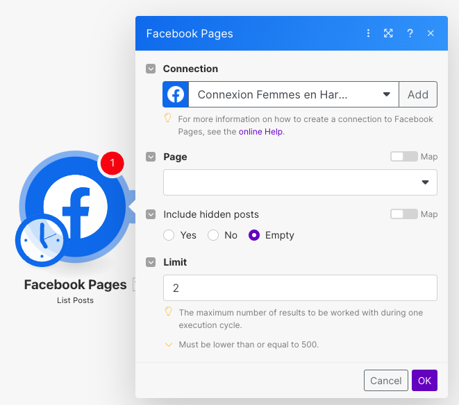 Module List posts pour récupérer les posts Facebook