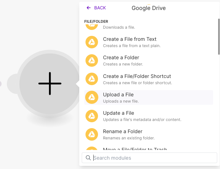 Modules Google Drive sur Make