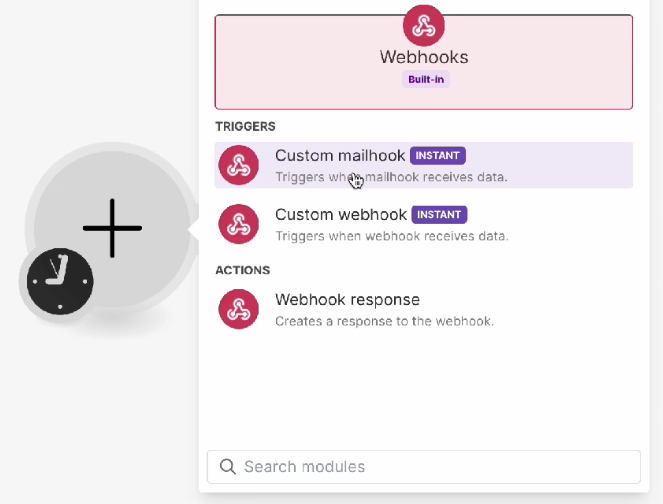 modules webhooks sur make