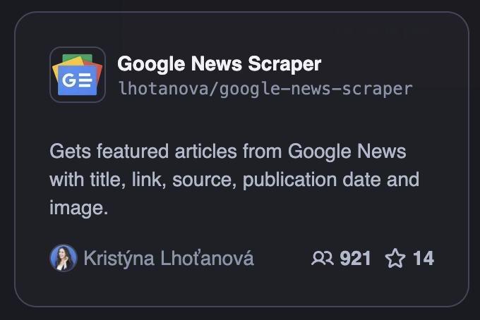 application apify Google News Scraper