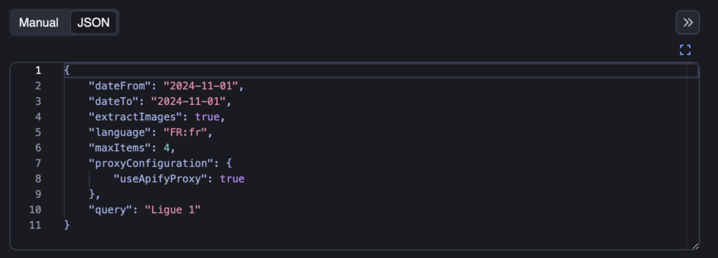 Données Apify au format JSON